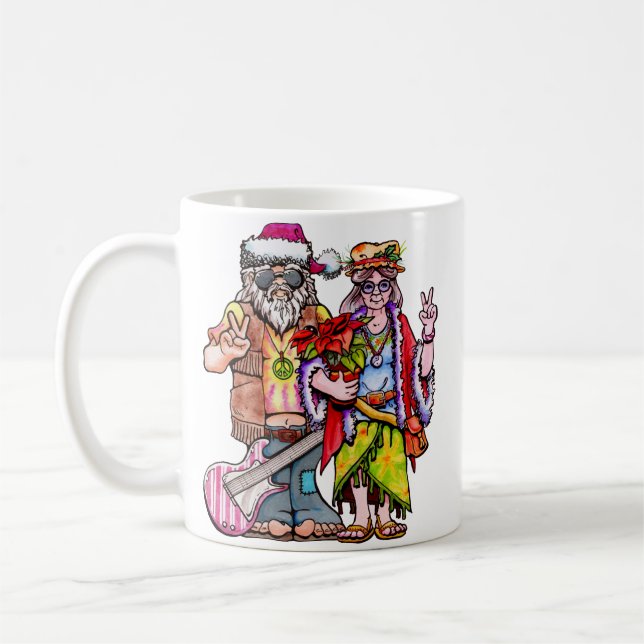 Hippie Santa Couple Coffee Mug (Left)
