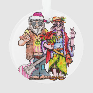 Hippie Santa Couple Ornament