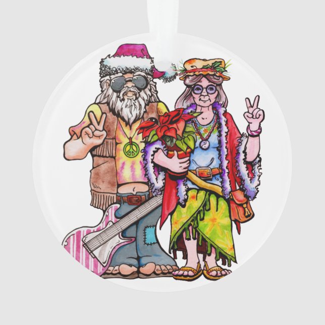 Hippie Santa Couple Ornament (Back)