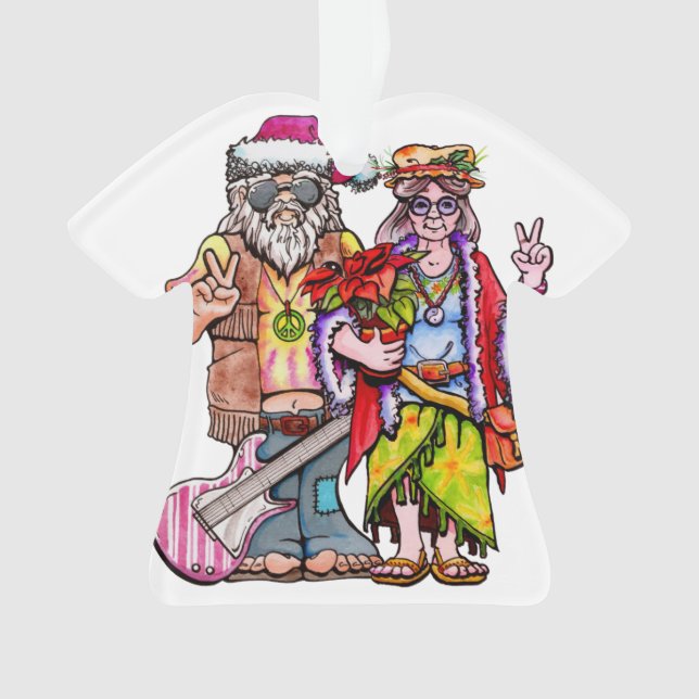 Hippie Santa Couple Ornament (Front)