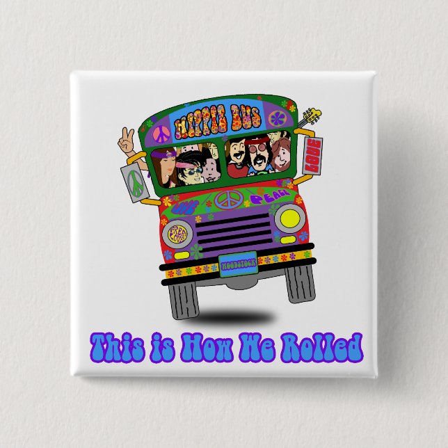 Hippie School Bus 15 Cm Square Badge (Front)