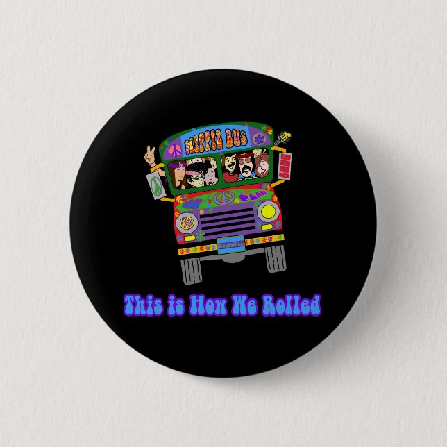 Hippie School Bus 6 Cm Round Badge (Front)