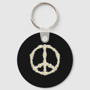 Hippie Sign Flowers Anti-war Logo Daisies Peace Si Key Ring
