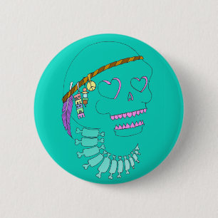 Hippie Skull 6 Cm Round Badge