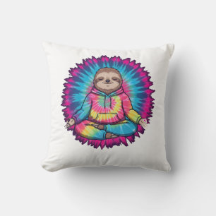 Hippie Sloth Peace Sign Tie-Dy Cushion