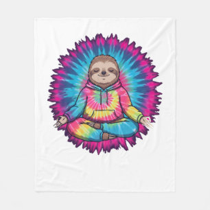 Hippie Sloth Peace Sign Tie-Dy Fleece Blanket
