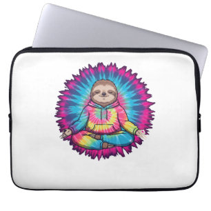 Hippie Sloth Peace Sign Tie-Dy Laptop Sleeve