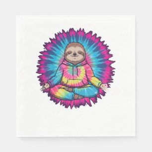 Hippie Sloth Peace Sign Tie-Dy Napkin