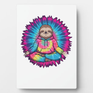 Hippie Sloth Peace Sign Tie-Dy Plaque