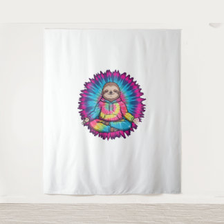Hippie Sloth Peace Sign Tie-Dy Tapestry
