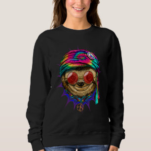 Hippie Sloth Tie Dye Animal Peace Sign Psychedelic Sweatshirt