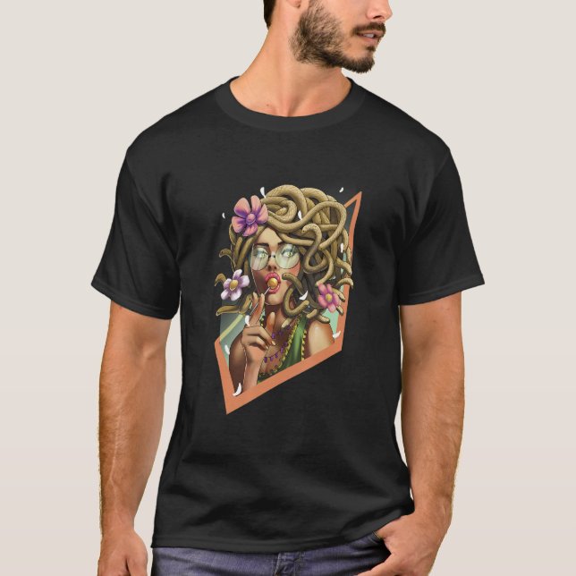 Hippie Snakes Greek Mythology Fantasy Glasses Anci T-Shirt (Front)