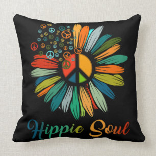 Hippie Soul Essential Peace Sign Hippie Sunflower Cushion