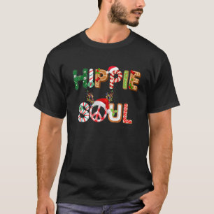 Hippie Soul Peace Sign Santa Hat Reindeer Horns Ch T-Shirt