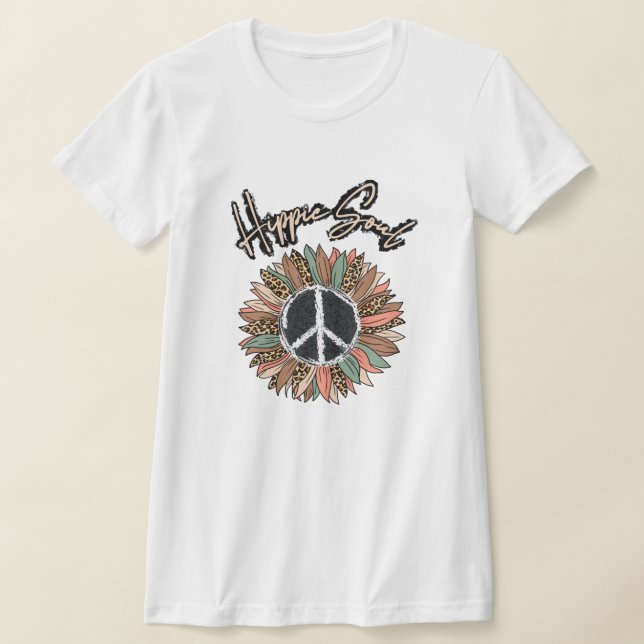 Hippie Soul Peace Sign Sunflower T-Shirt (Laydown)