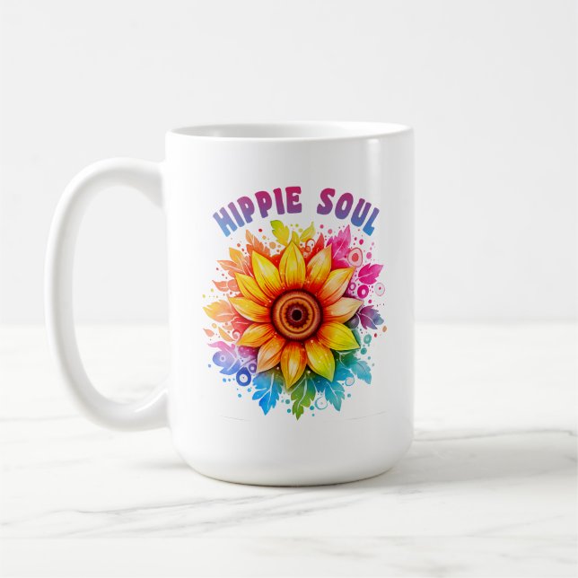 Hippie Soul Rainbow Sunflower Wild Vibes Coffee Mug (Left)