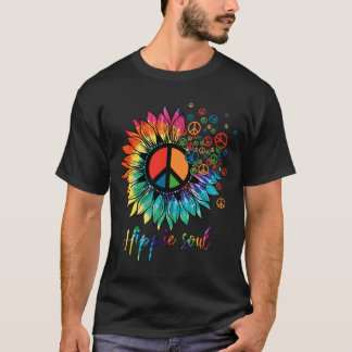 Hippie Soul Sun Flower Colour Leopard Circle T-Shirt
