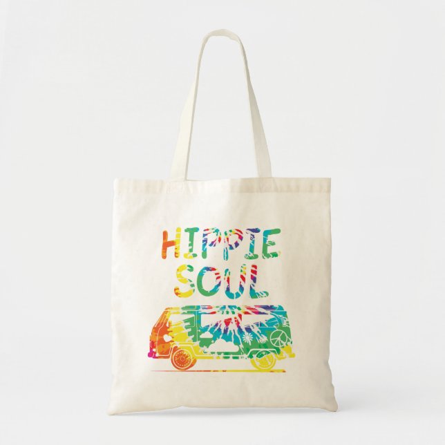 Hippie Soul Watercolor Hippie Camper Gift Tote Bag (Front)