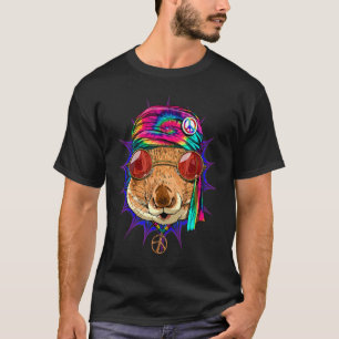 Hippie Squirrel Tie Dye Animal Peace Sign Psychede T-Shirt
