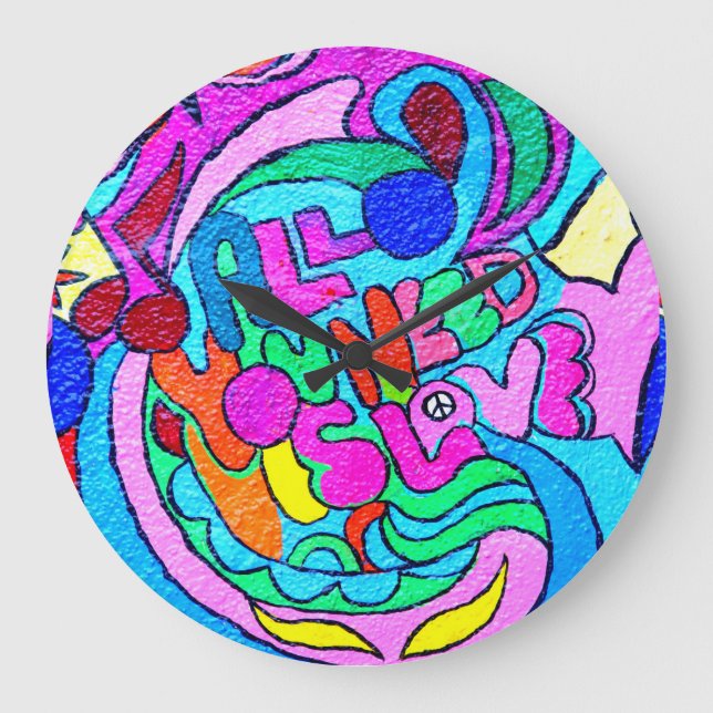 hippie-style groovy colored love clock (Front)