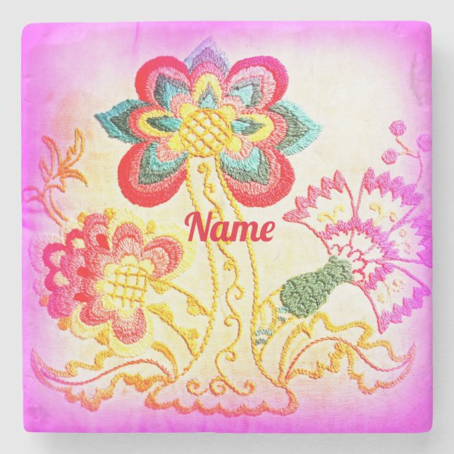 hippie-style palm tree Thunder _Cove  Stone Coaster (Front)