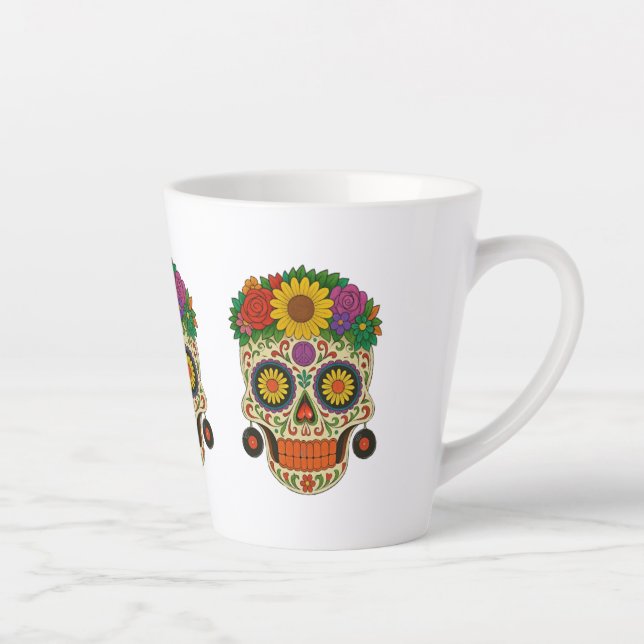 Hippie Sugar Skull Latte Mug (Right)
