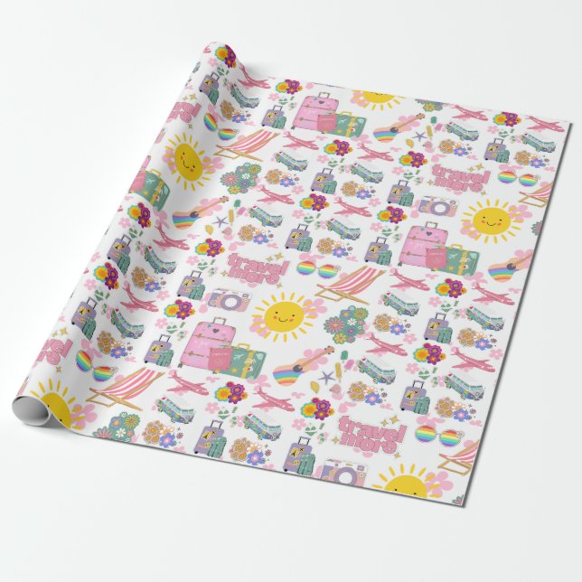 Hippie Summer Travel Vacation Design  Wrapping Paper (Unrolled)