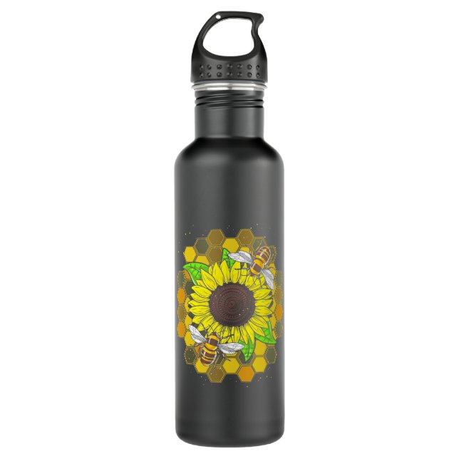 Hippie Sunflower Bees 710 Ml Water Bottle (Front)