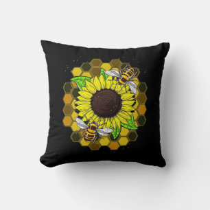 Hippie Sunflower Bees Cushion