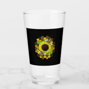 Hippie Sunflower Bees Glass