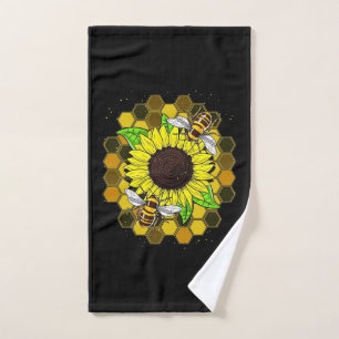 Hippie Sunflower Bees Hand Towel