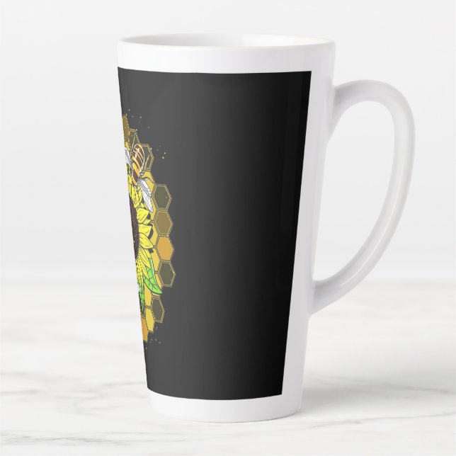 Hippie Sunflower Bees Latte Mug (Right)