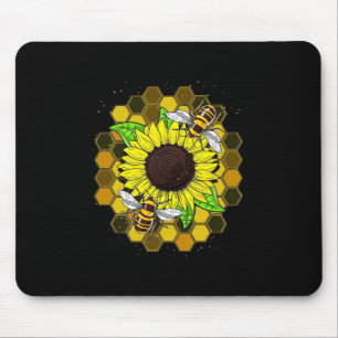 Hippie Sunflower Bees Mouse Pad