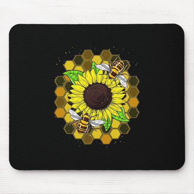 Hippie Sunflower Bees Mouse Pad (Front)