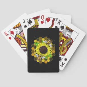 Hippie Sunflower Bees Playing Cards