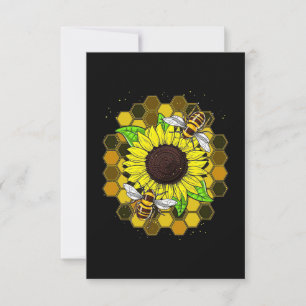 Hippie Sunflower Bees Thank You Card