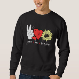 Hippie Sunflower Heart And Peace Sign Love Sunshin Sweatshirt