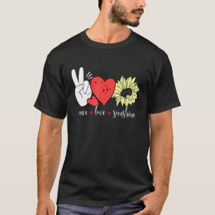 Hippie Sunflower Heart And Peace Sign Love Sunshin T-Shirt