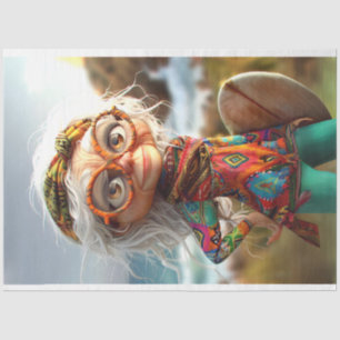 Hippie Surfin Grama Decoupage Tissue Paper