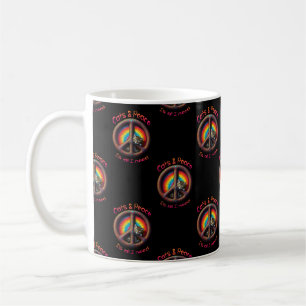 Hippie Tie Dye Cat Lovers Peace sign Customise Coffee Mug