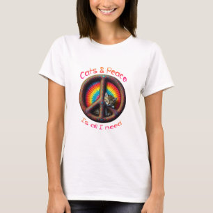 Hippie Tie Dye Cat Lovers Peace sign Customise T-Shirt