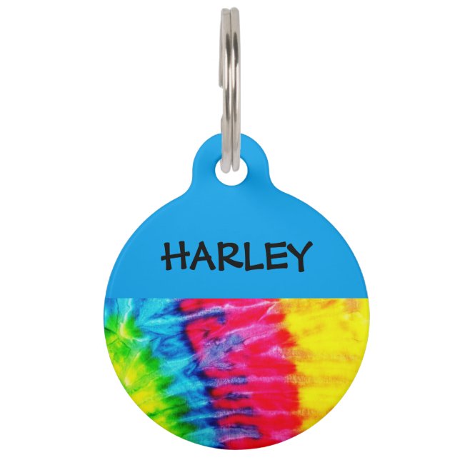 Hippie Tie Dye Personalised Pet Tag (Front)