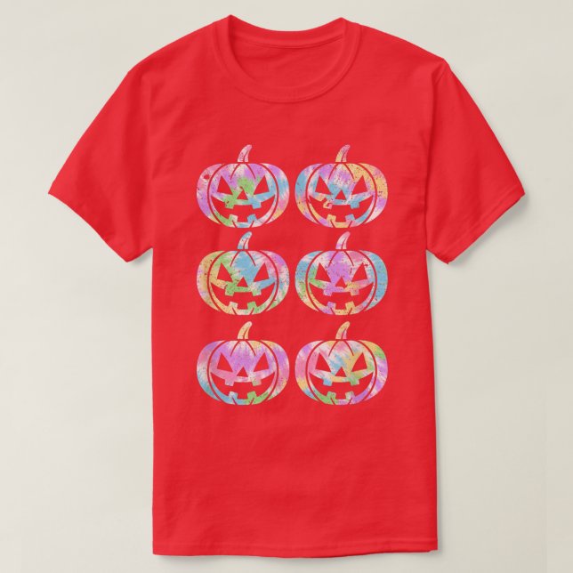 Hippie Tie Dye Style Happy Halloween Pumpkin Jack  T-Shirt (Design Front)