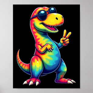 Hippie Tie Dye T-rex Dino Peace Sign