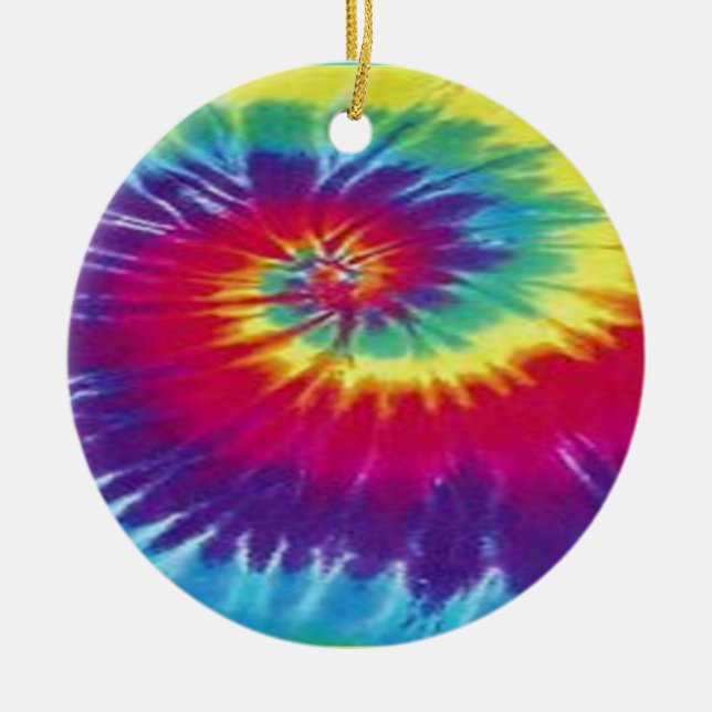 Hippie tie dye tee ceramic ornament (Front)