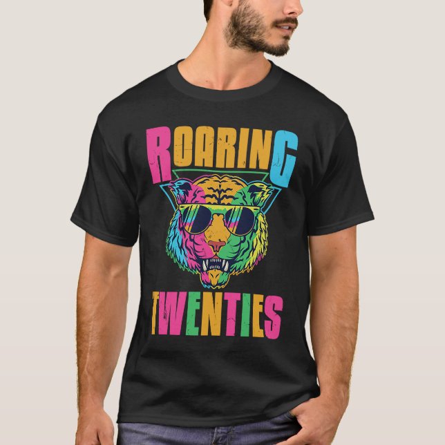 Hippie Tiger Roaring 20s Twenties Animal T-Shirt (Front)