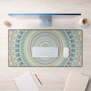 Hippie Trippy Eclectic Pastel Boho Groovy Mandala Desk Mat