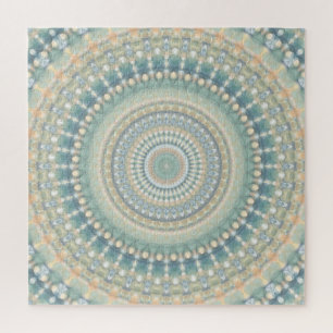 Hippie Trippy Eclectic Pastel Boho Groovy Mandala Jigsaw Puzzle