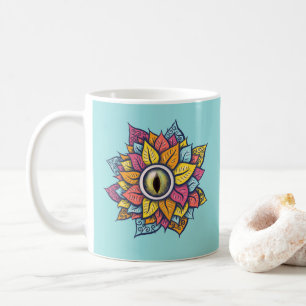Hippie Trippy Eye Flower Colourful Psychedelic Coffee Mug