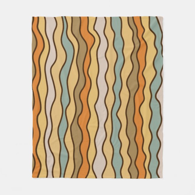 Hippie Trippy Groovy Vertical Stripe 70s Pattern Fleece Blanket (Front)